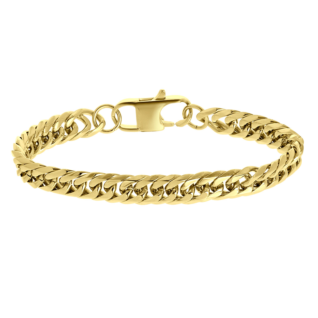 Gerecycleerd stainless steel goldplated armband met gourmetschakel