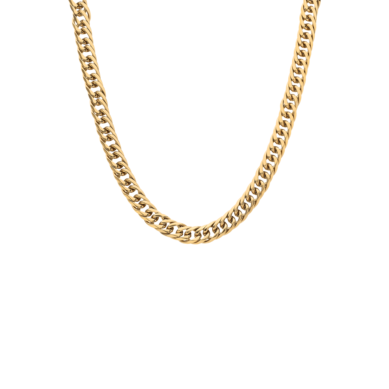 Gerecycled stainless steel goldplated herenketting met gourmetschakel