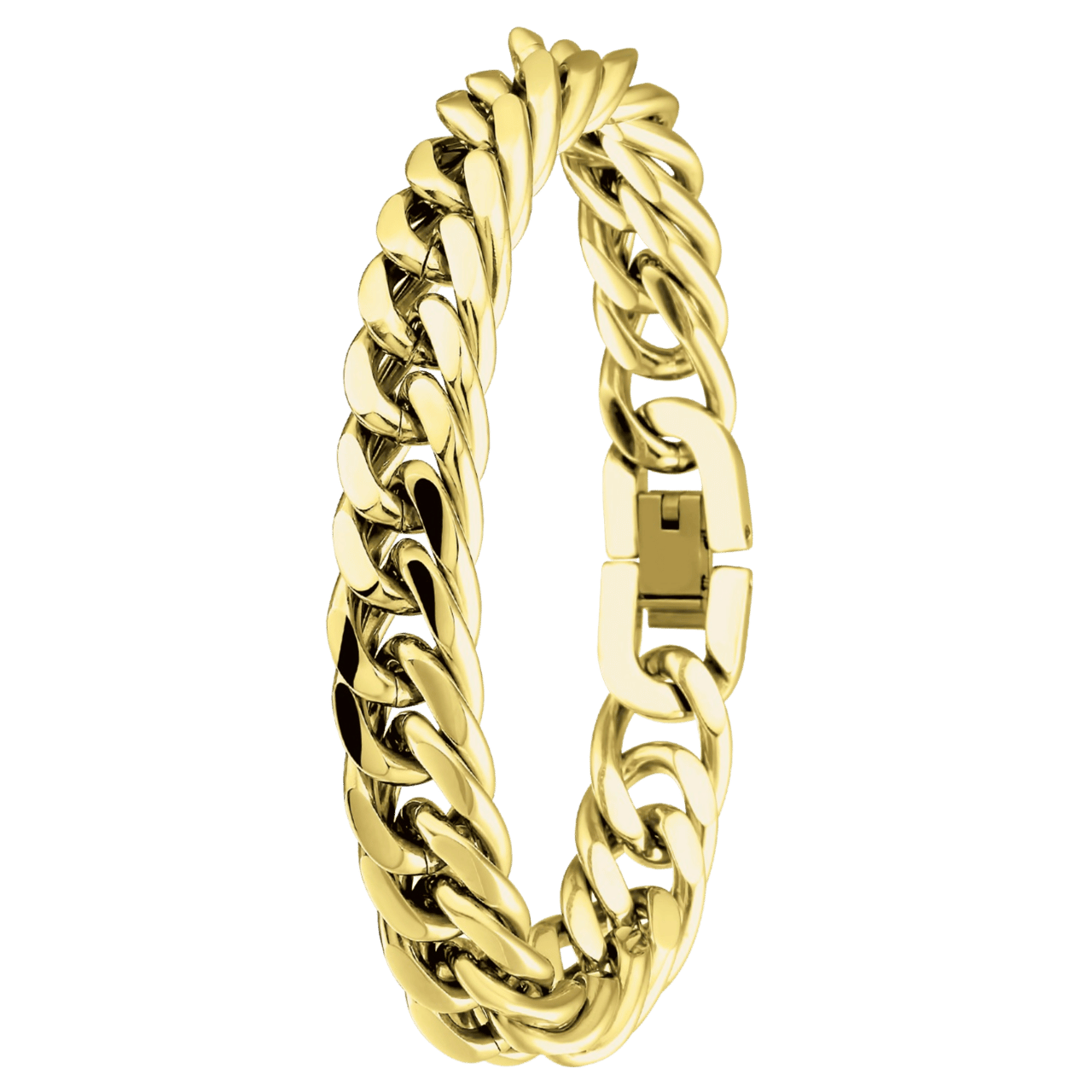 Gerecycleerd stalen goldplated herenarmband met gourmetschakel