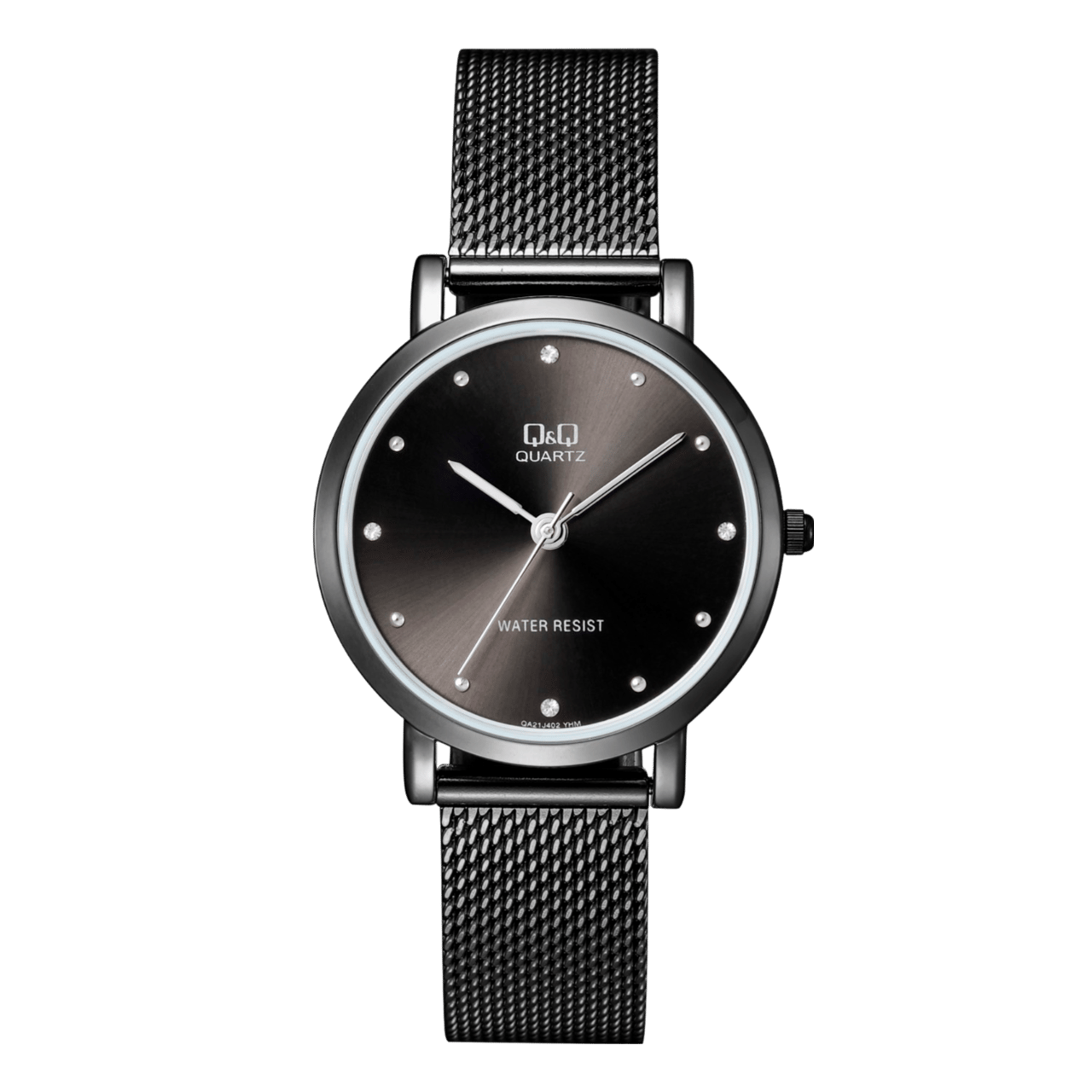 Q&Q horloge zwart met mesh band QA21J402Y