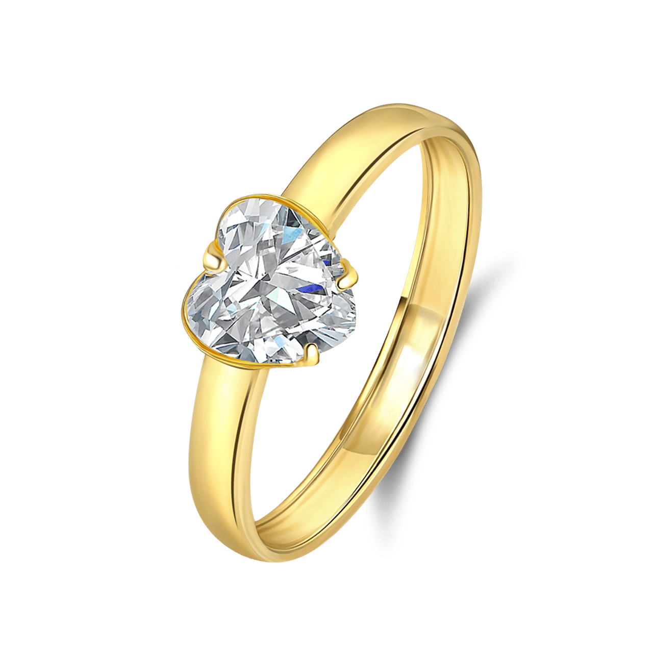 Damenring, 375 Gelbgold, Herzform, Zirkonia