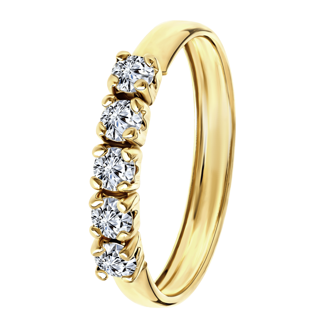Ring, 375 Gelbgold, mit 5 Zirkoniasteinen