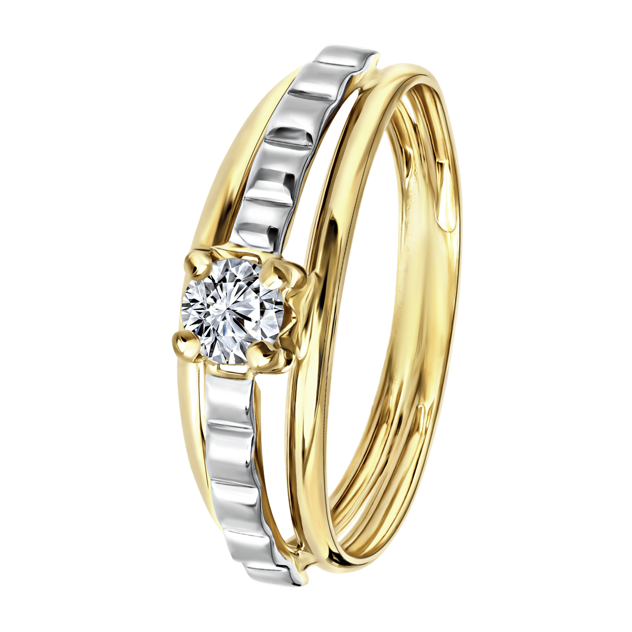 Zweifarbiger Ring, 375 Gold, mit Zirkonia