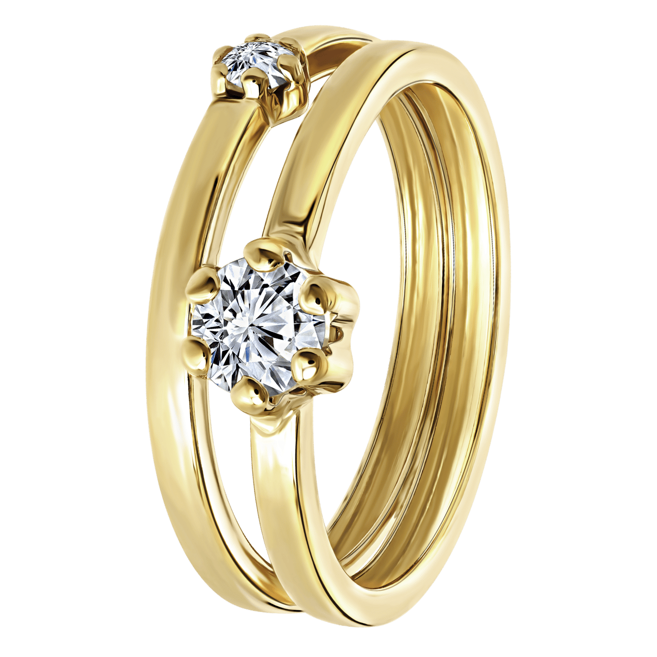 Ring, 375 Gold, 2-1, mit Zirkonia