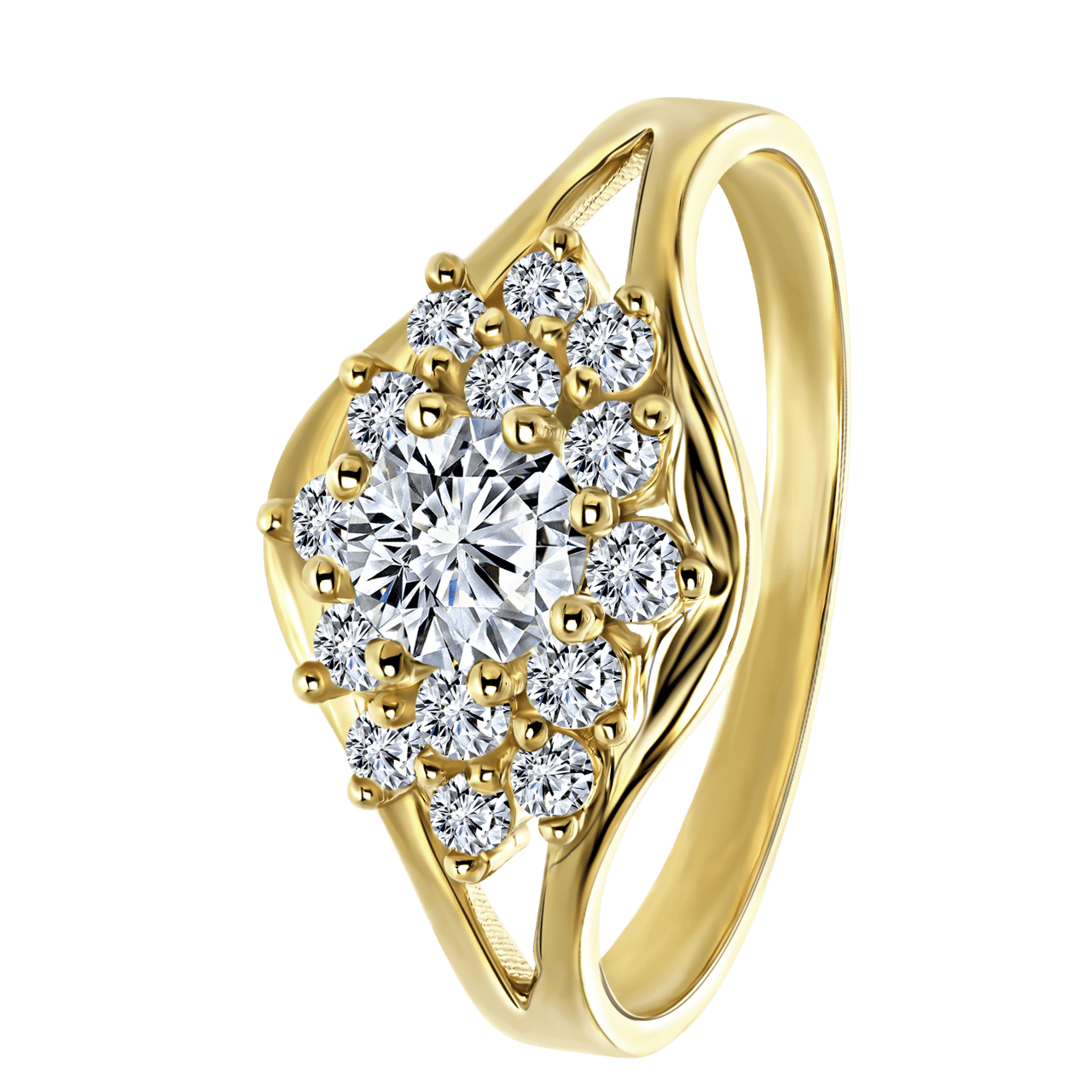 Ring, 375 Gold, mit Blume aus Zirkonia
