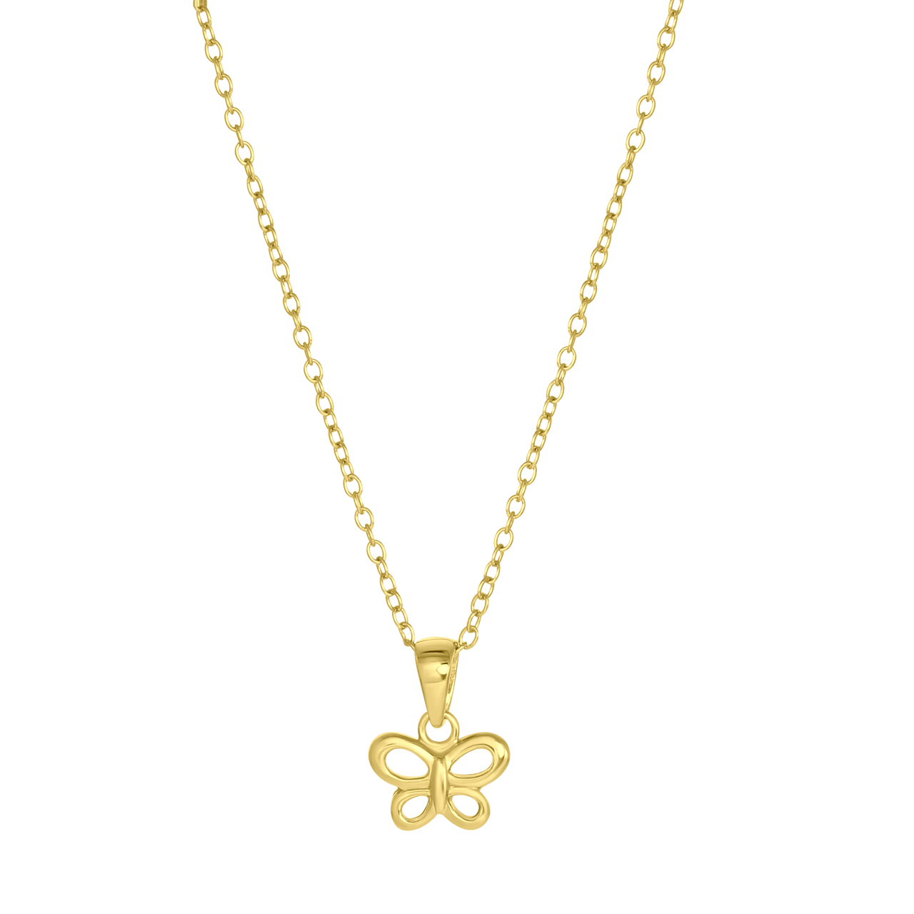 Zilveren goldplated kinderketting met hanger vlinder