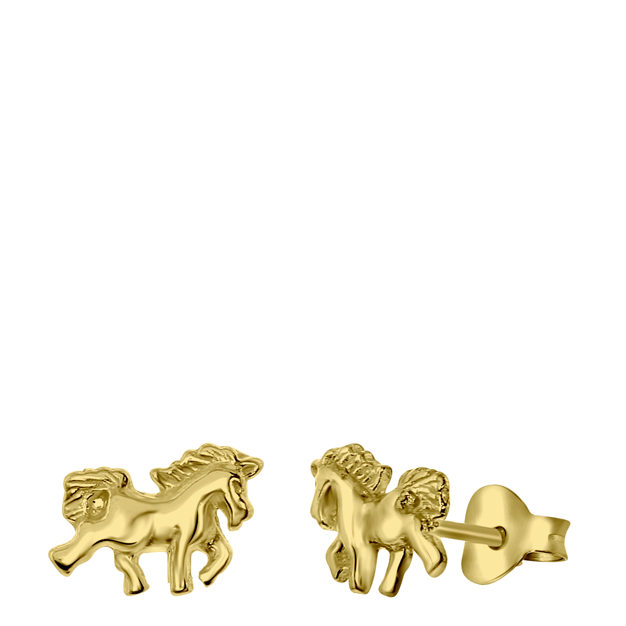 Zilveren goldplated kinderoorknoppen paard