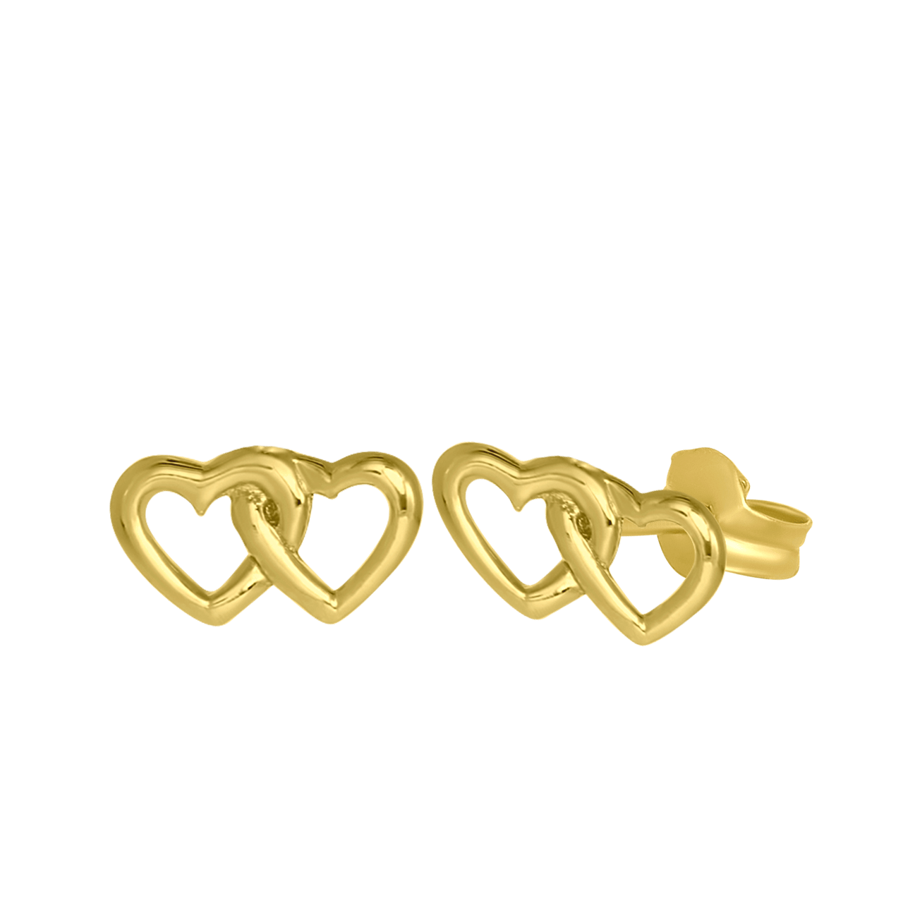 Zilveren goldplated kinderoorknoppen hart