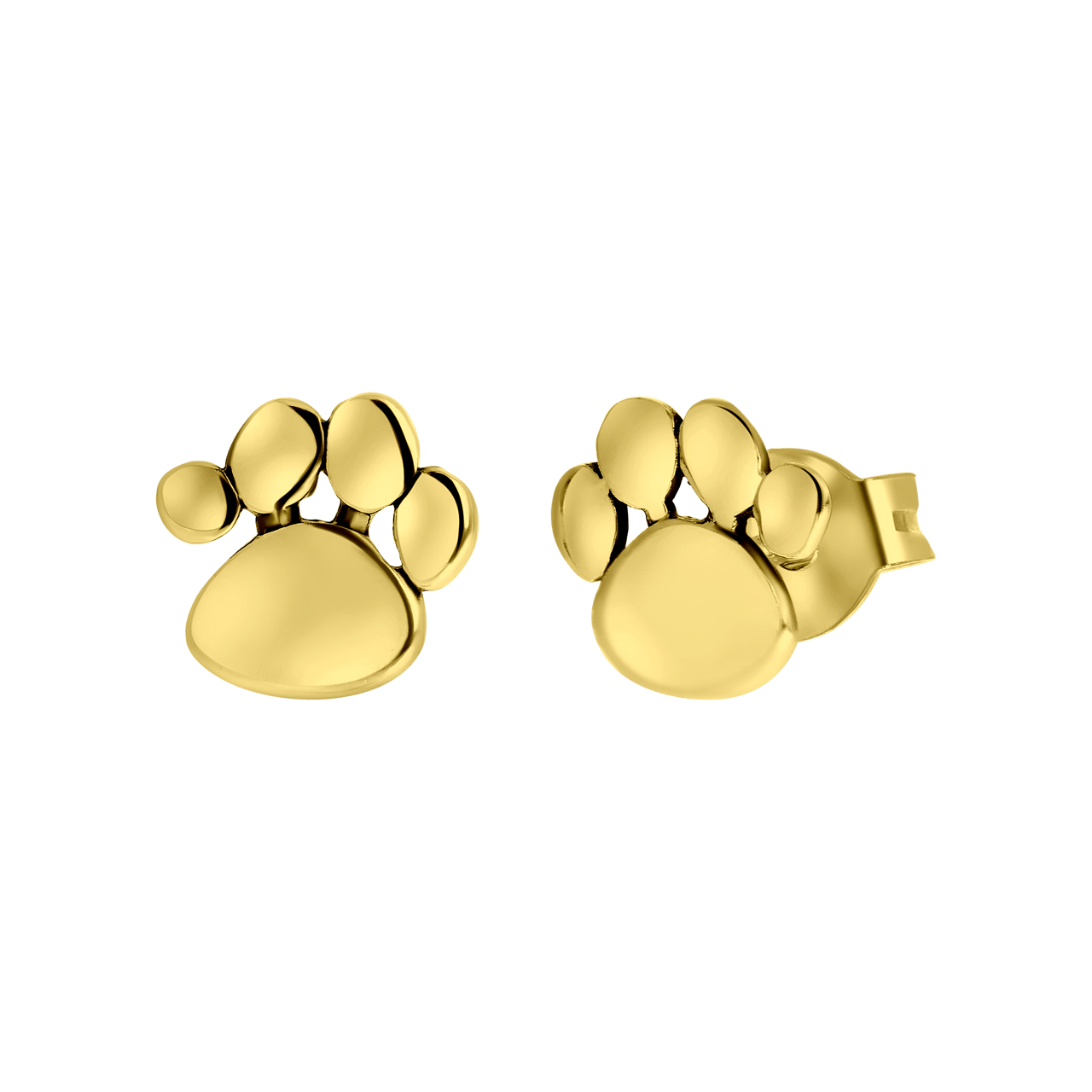 Zilveren goldplated kinderoorbellen hondenpoot