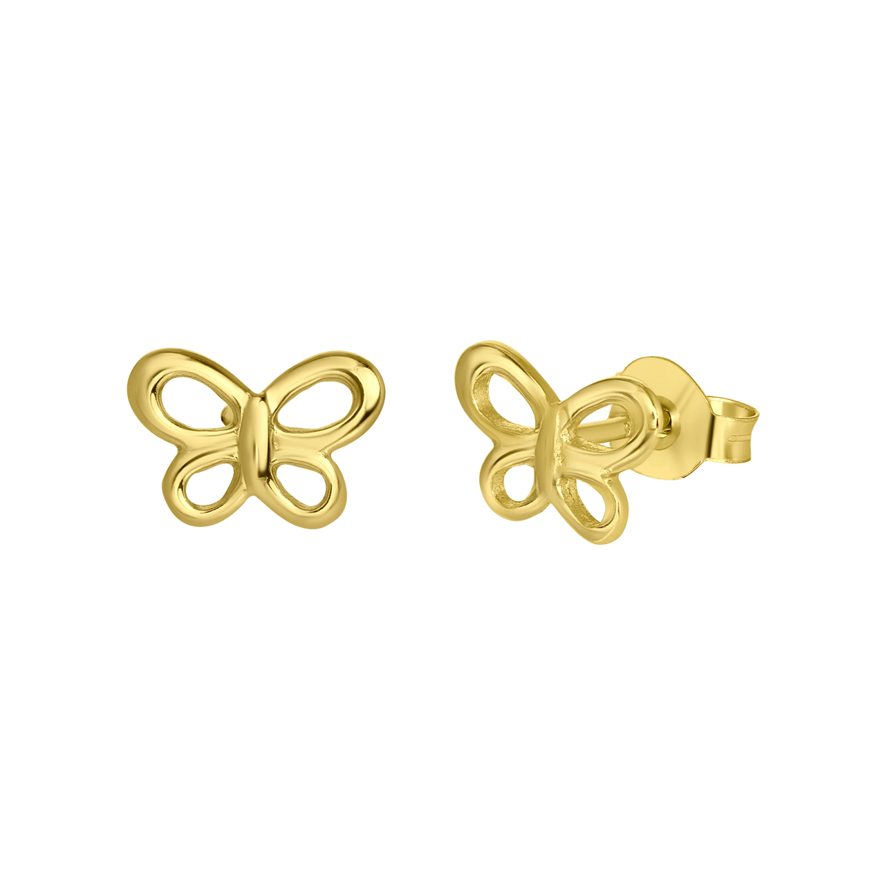 Zilveren goldplated kinderoorknoppen vlinder