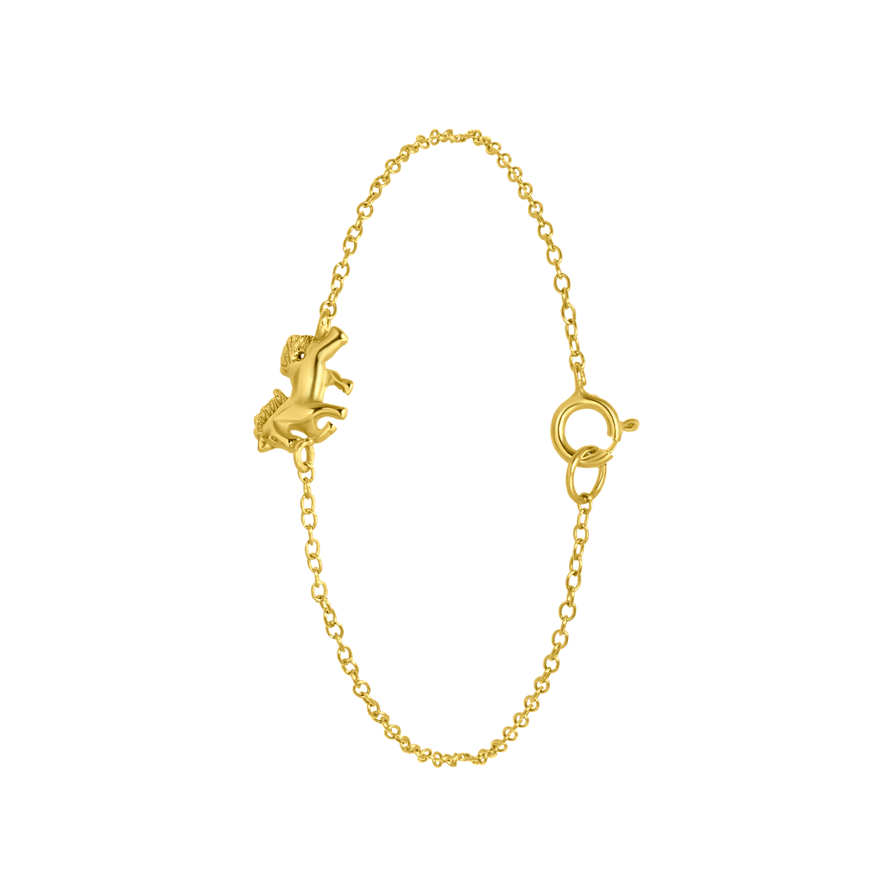 Zilveren goldplated kinderarmband met hanger paard
