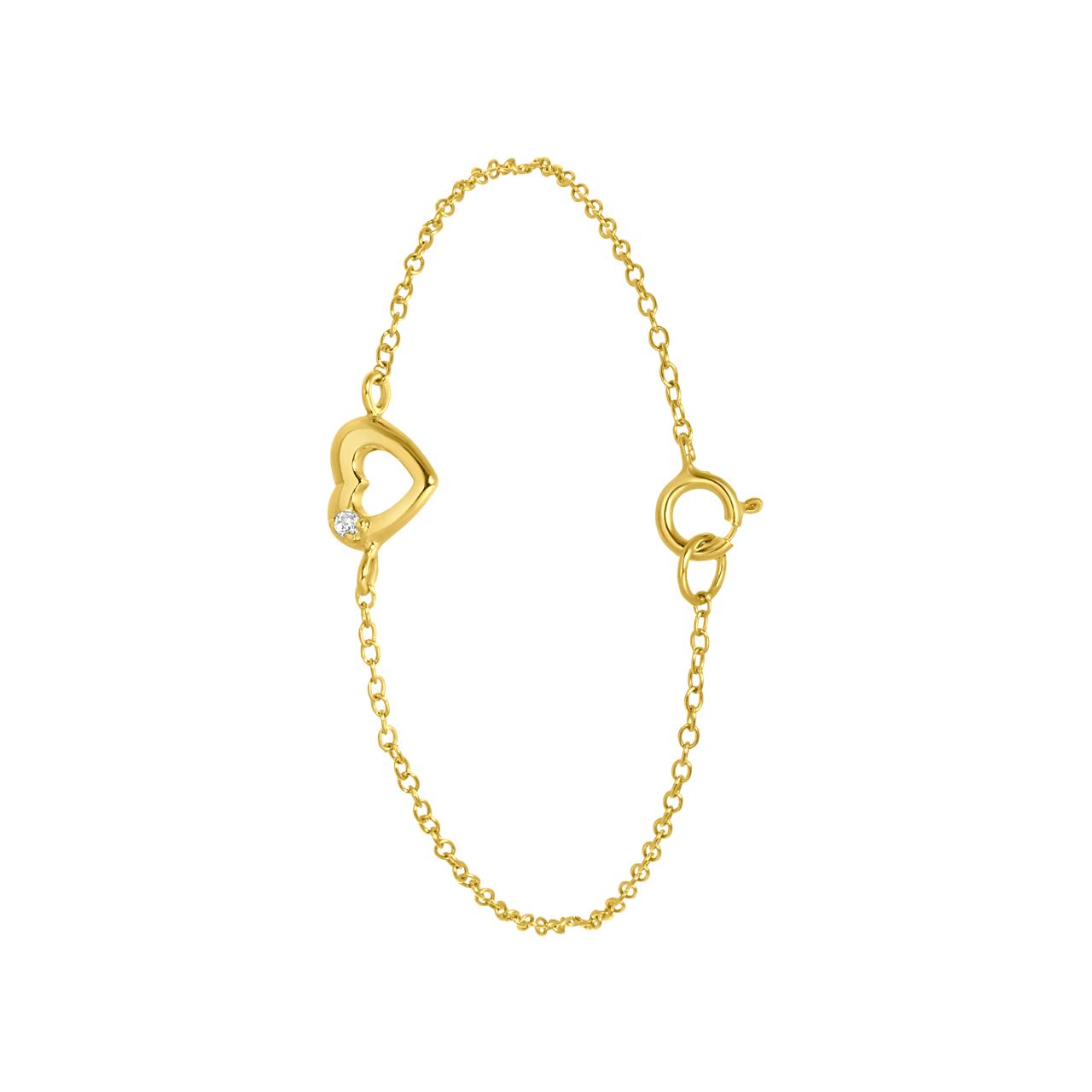 Zilveren goldplated kinderarmband met hart en zirkonia