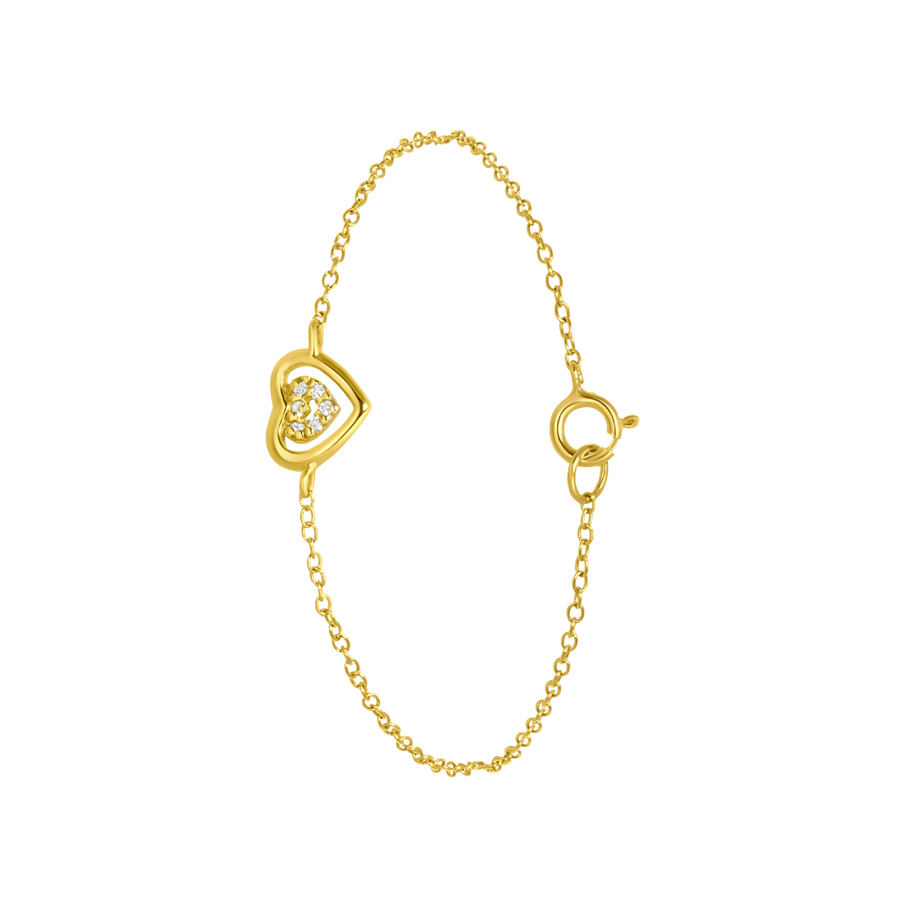 Zilveren goldplated kinderarmband met hart en zirkonia