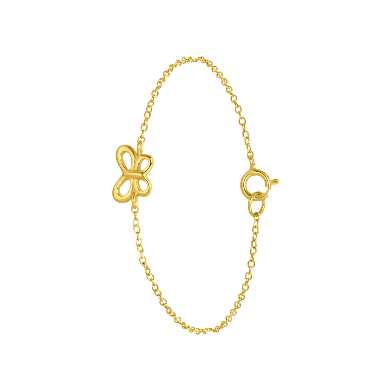 Zilveren goldplated kinderarmband vlinder