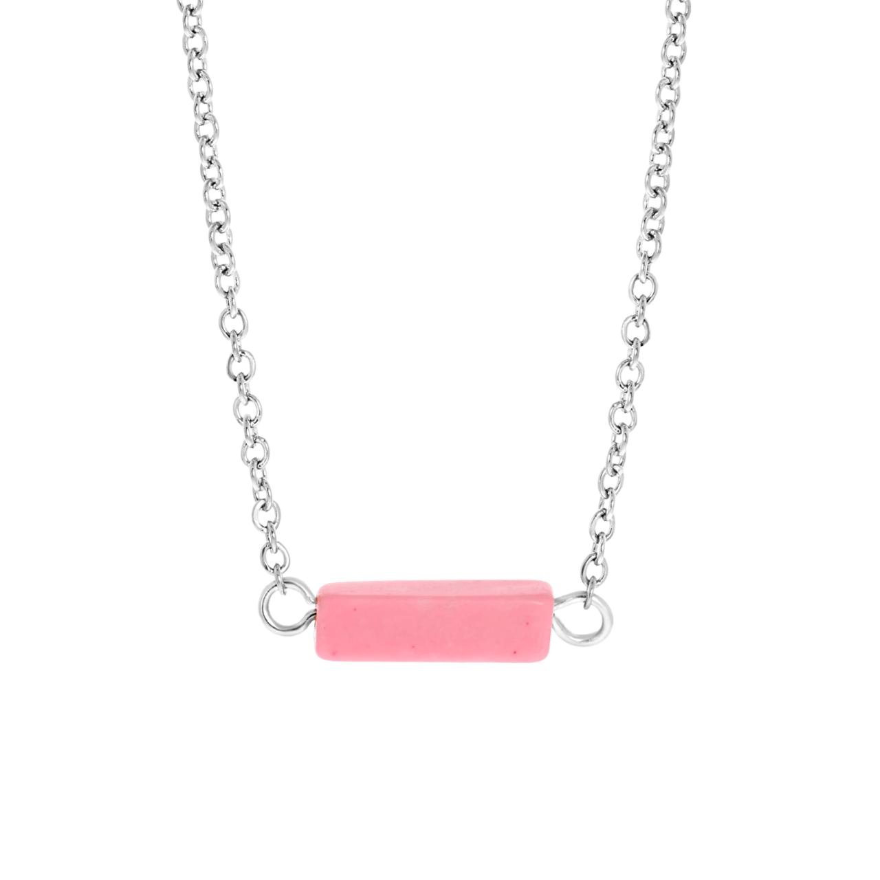 Pink Opal stainless steel ketting