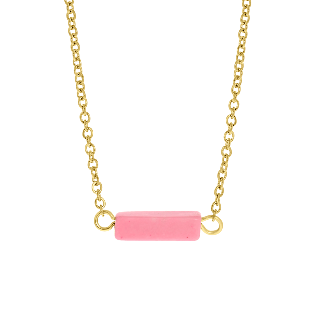 Stainless steel goldplated ketting met hanger met pink opaal voor dames