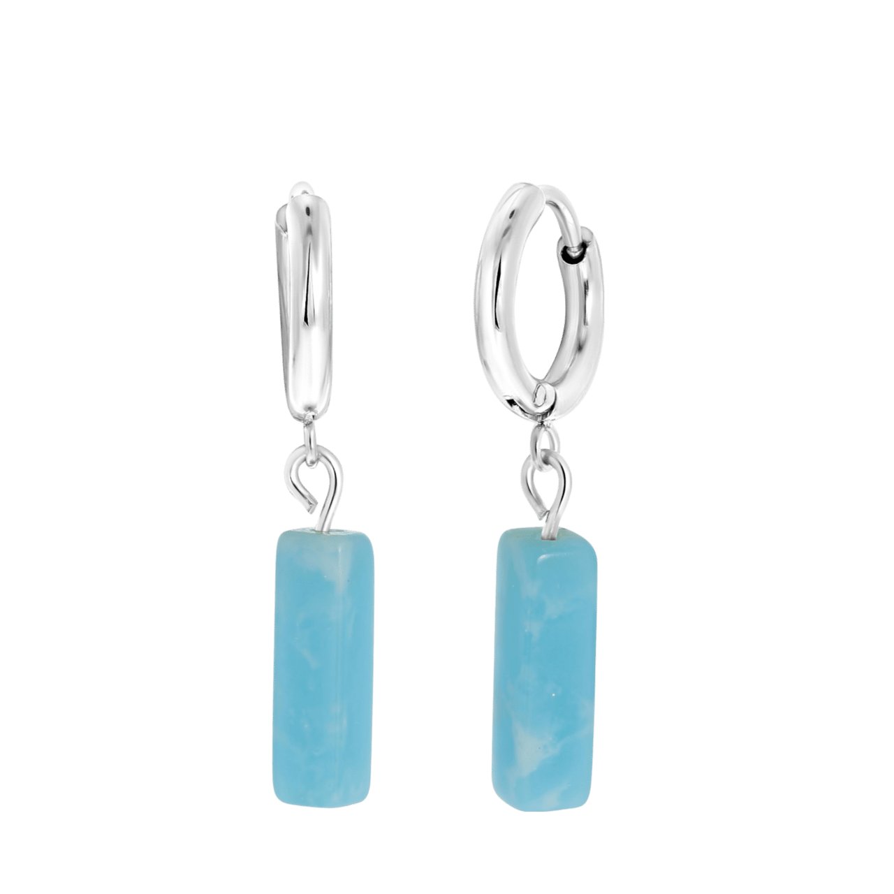 Stainless steel oorbellen met Aquamarijn