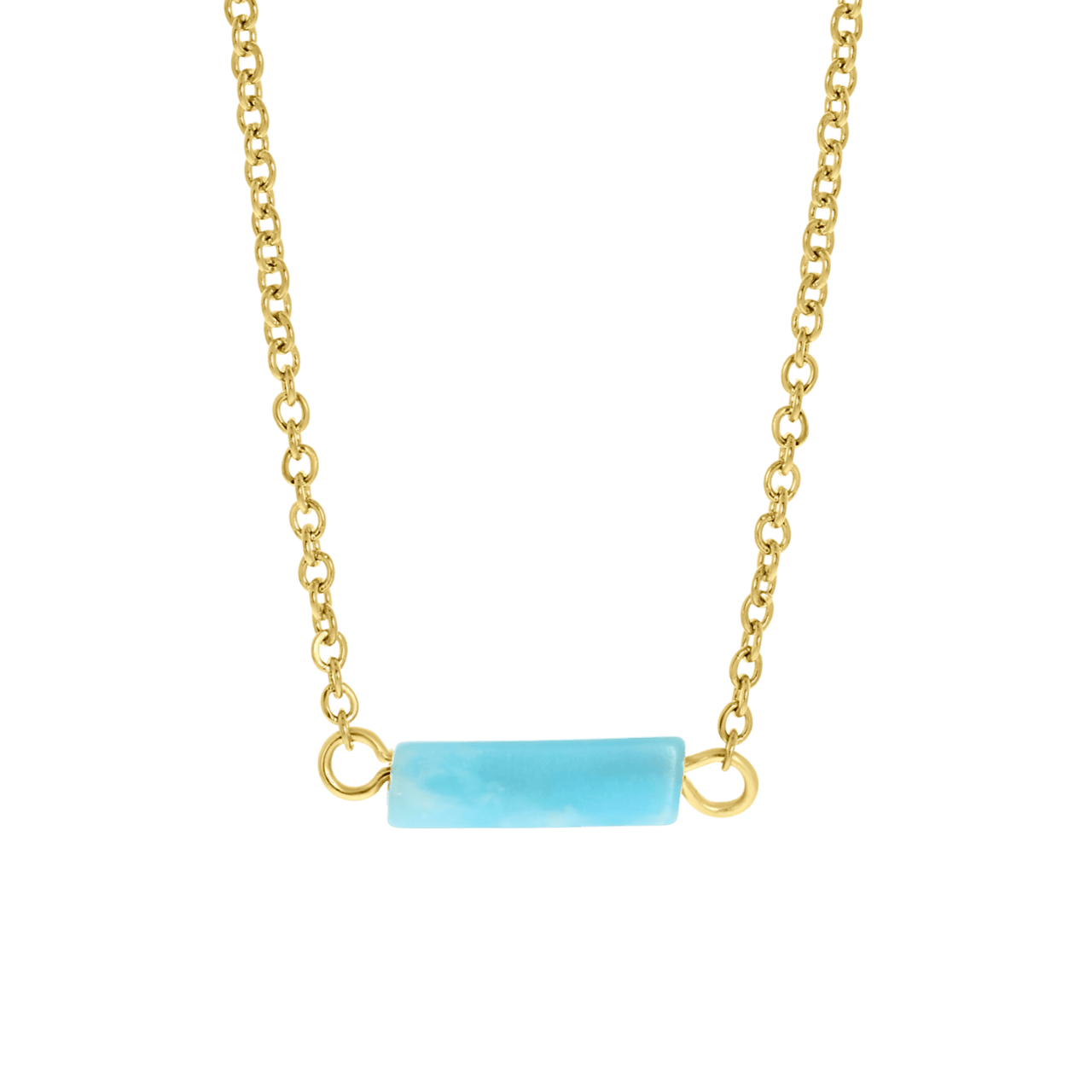Aquamarine stainless steel 14 karaat goldplated ketting