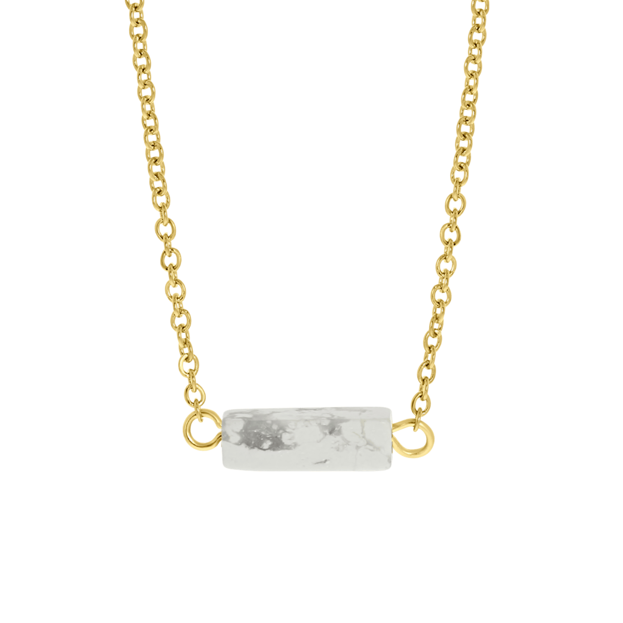 White Howlite stainless steel 14 karaat goldplated ketting