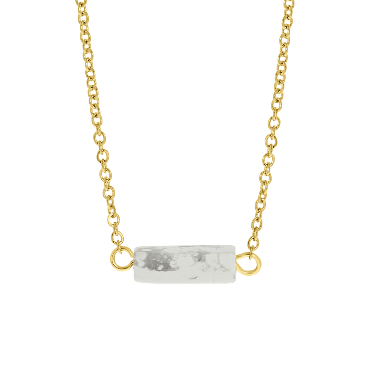 White Howlite stalen 14 karaat goldplated ketting