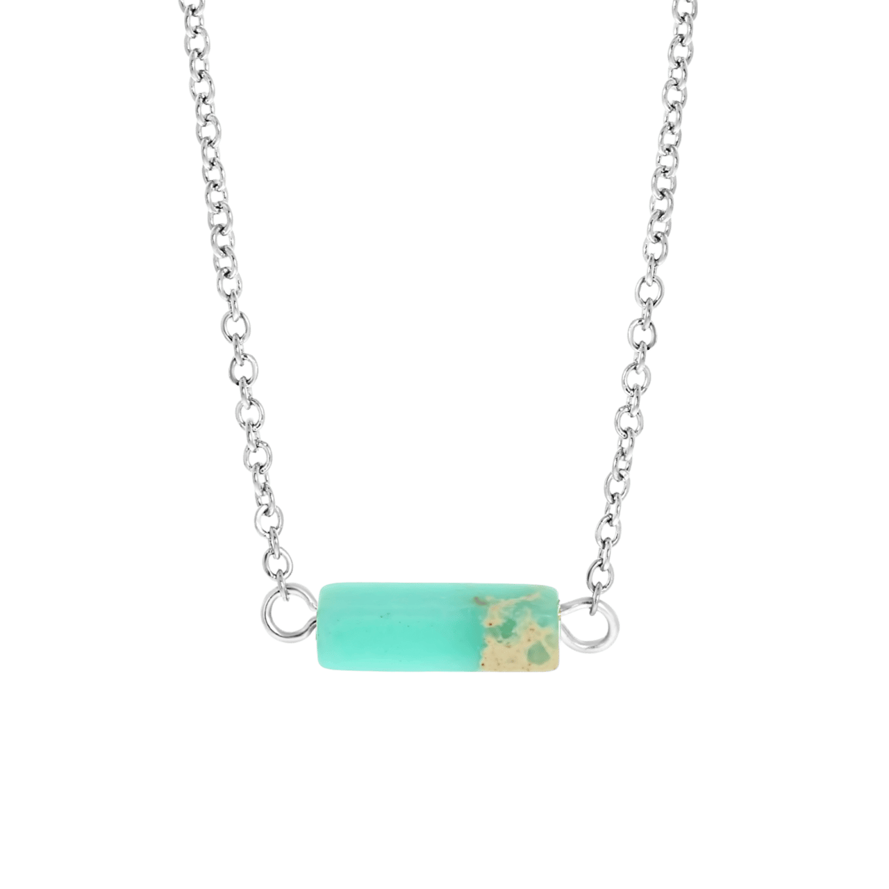 Turquoise stalen ketting