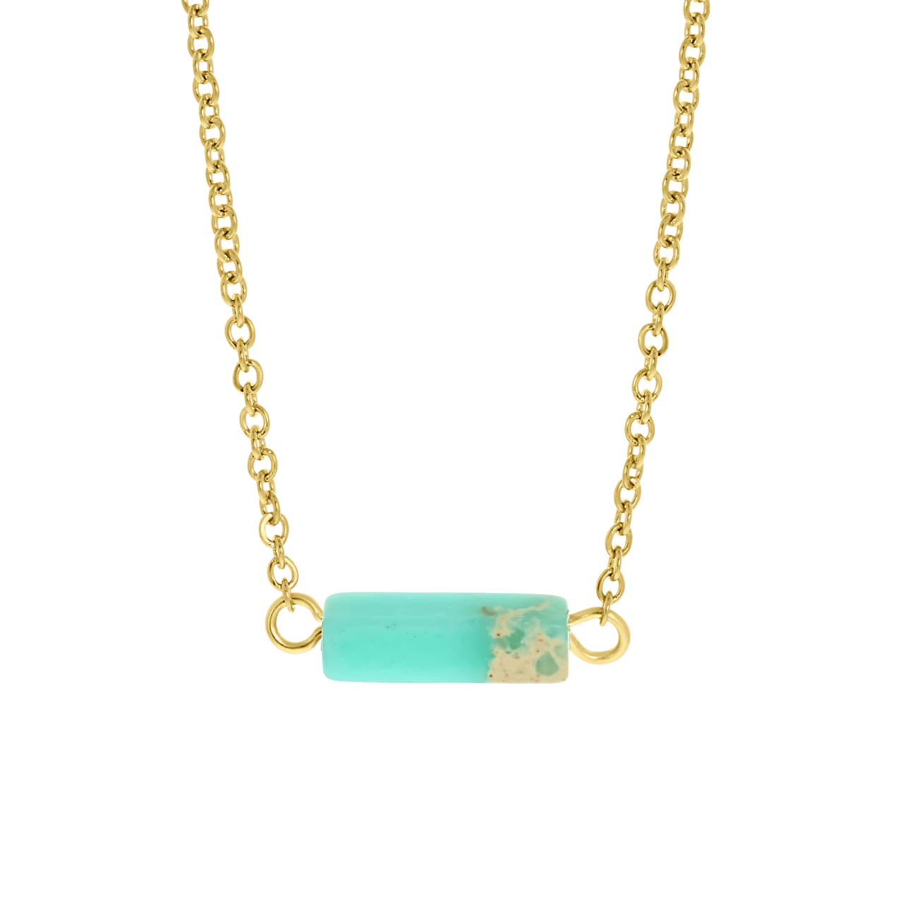 Stainless steel goldplated ketting met hanger turquoise voor dames