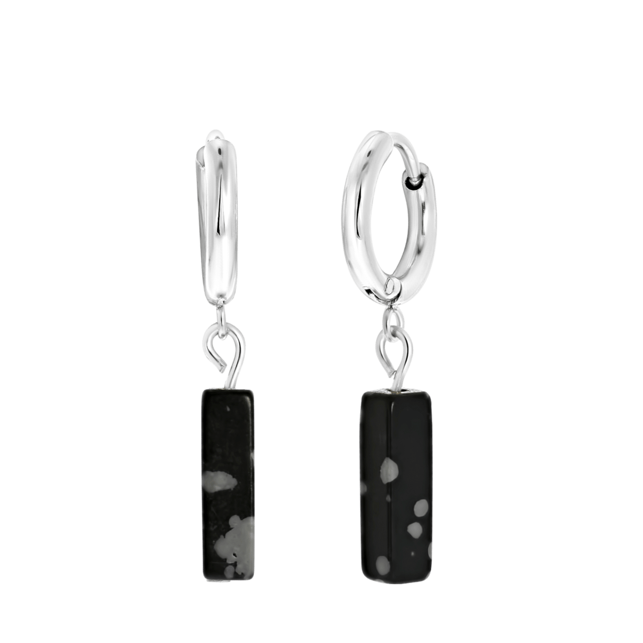 LuLu Jewels stainless steel oorringen met black jasper voor dames