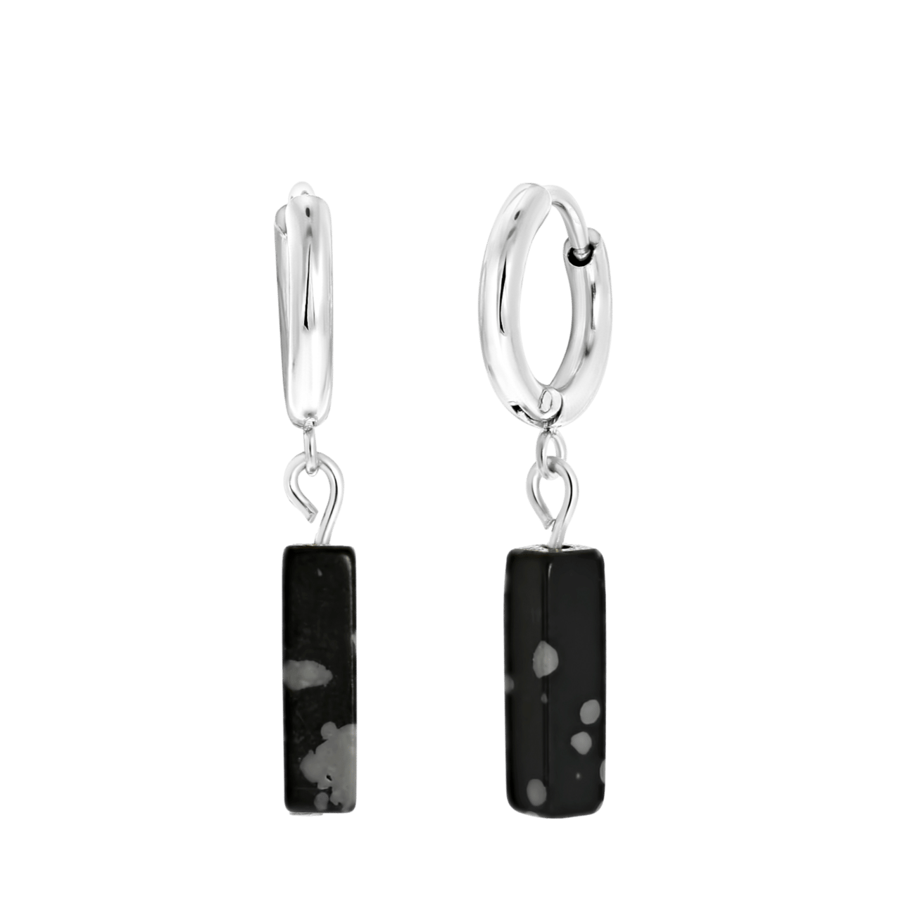 LuLu Jewels stalen oorringen met black jasper voor dames