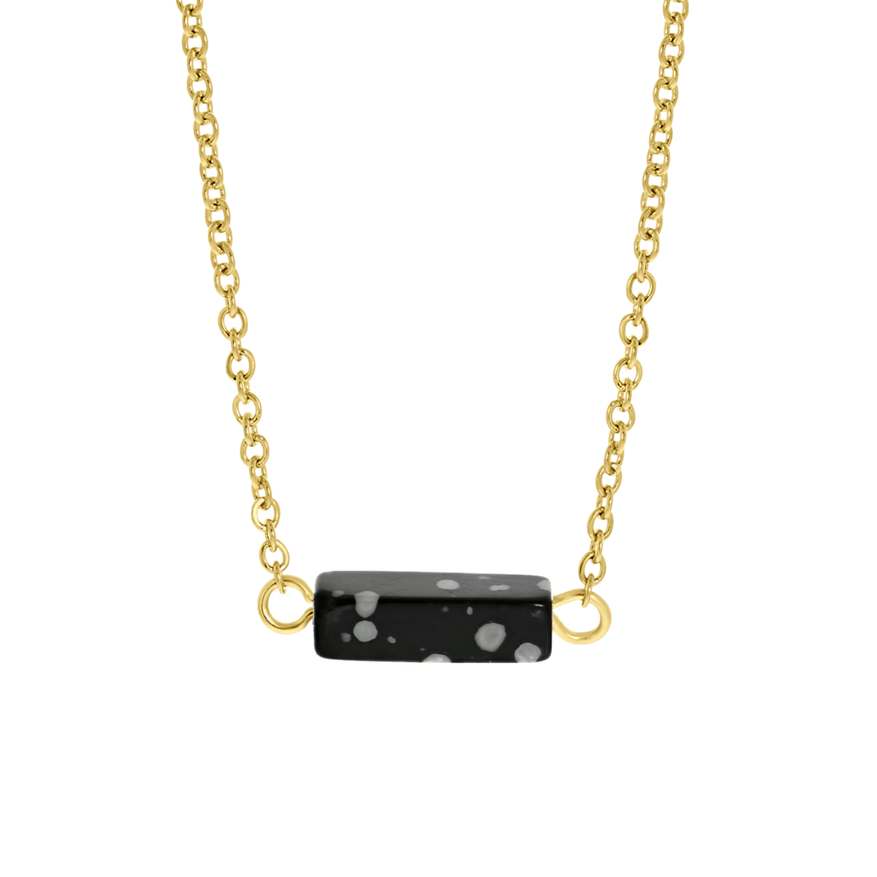 Stainless steel goldplated ketting met hanger met black jasper voor dames