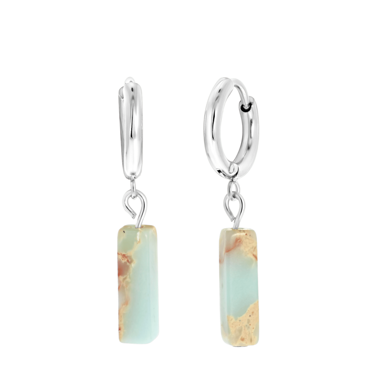 Stalen oorbellen met licht Turquoise 