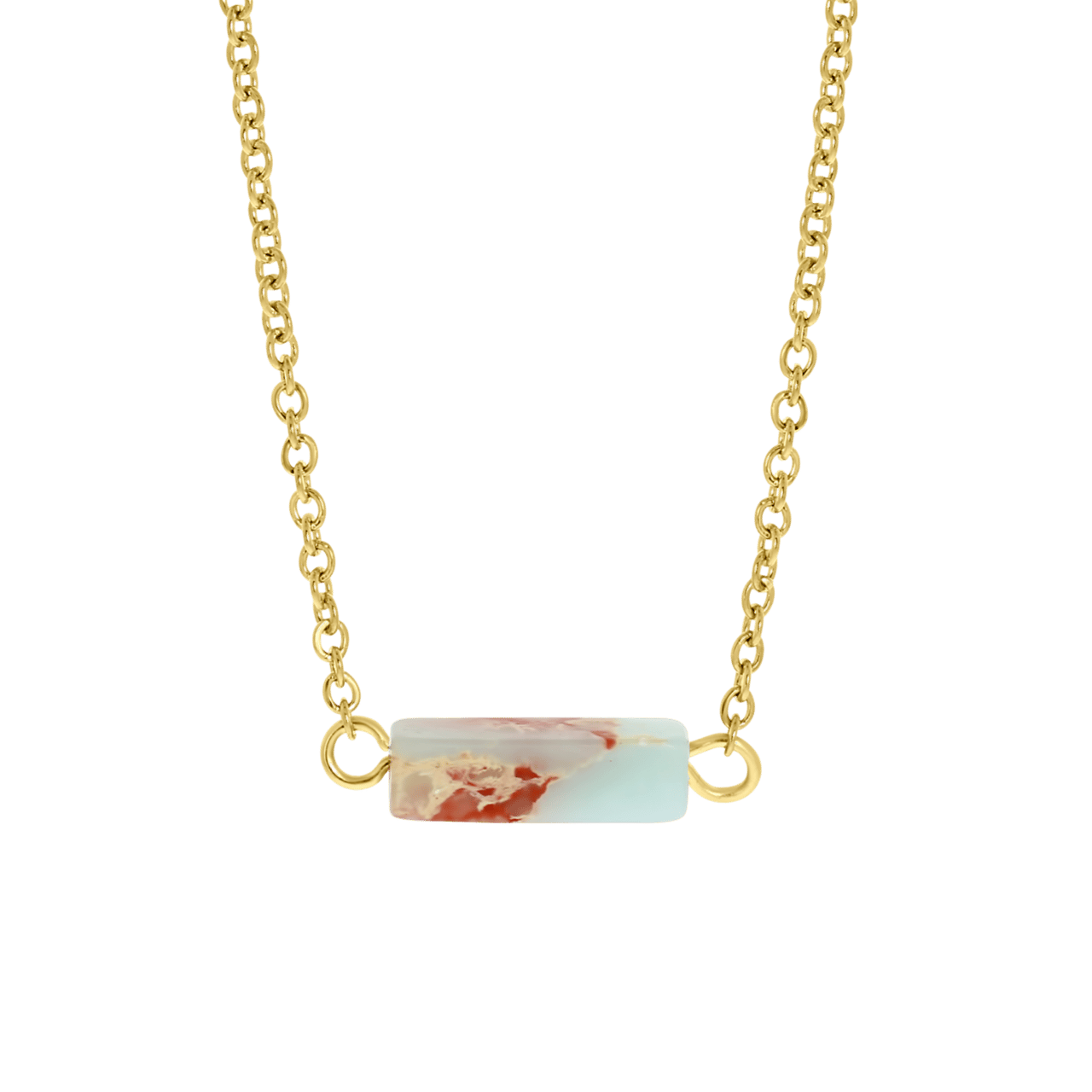 Light Turquoise stainless steel 14karaat goldplated ketting
