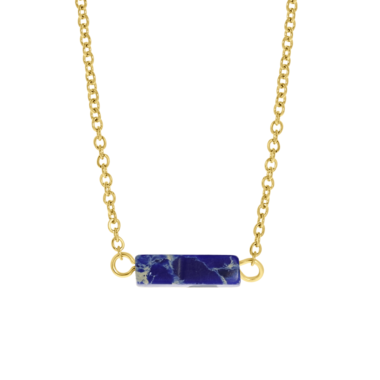 Lapis Lazuli stainless steel 14 karaat goldplated ketting