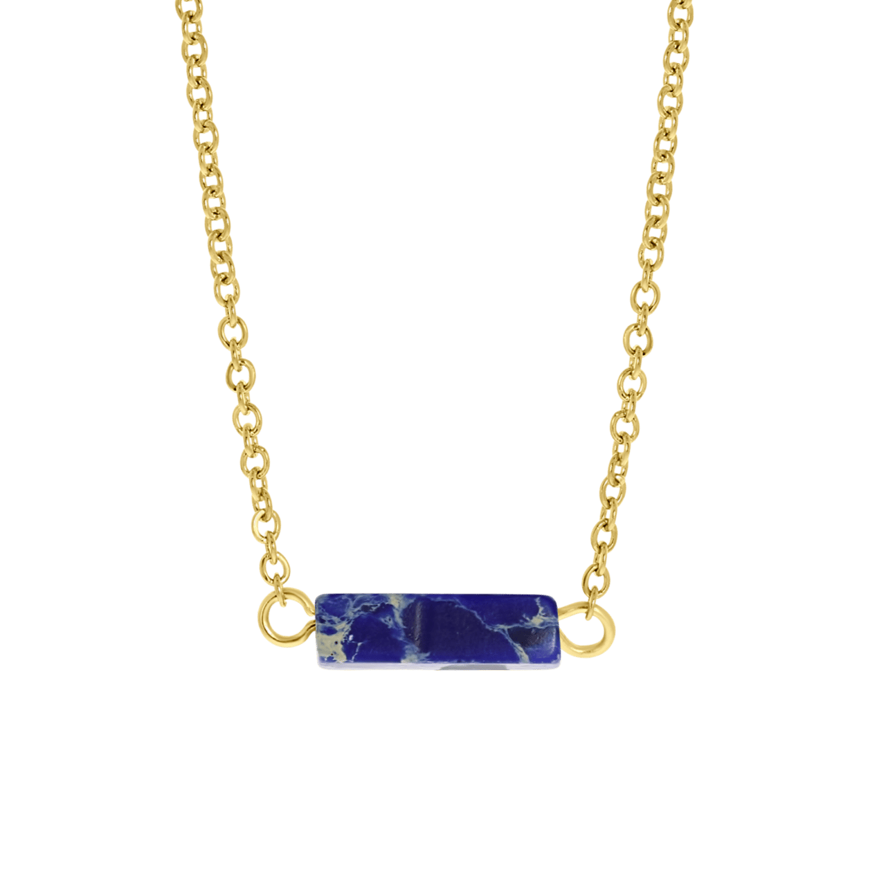Stalen goldplated ketting met hanger met lapis lazuli voor dames