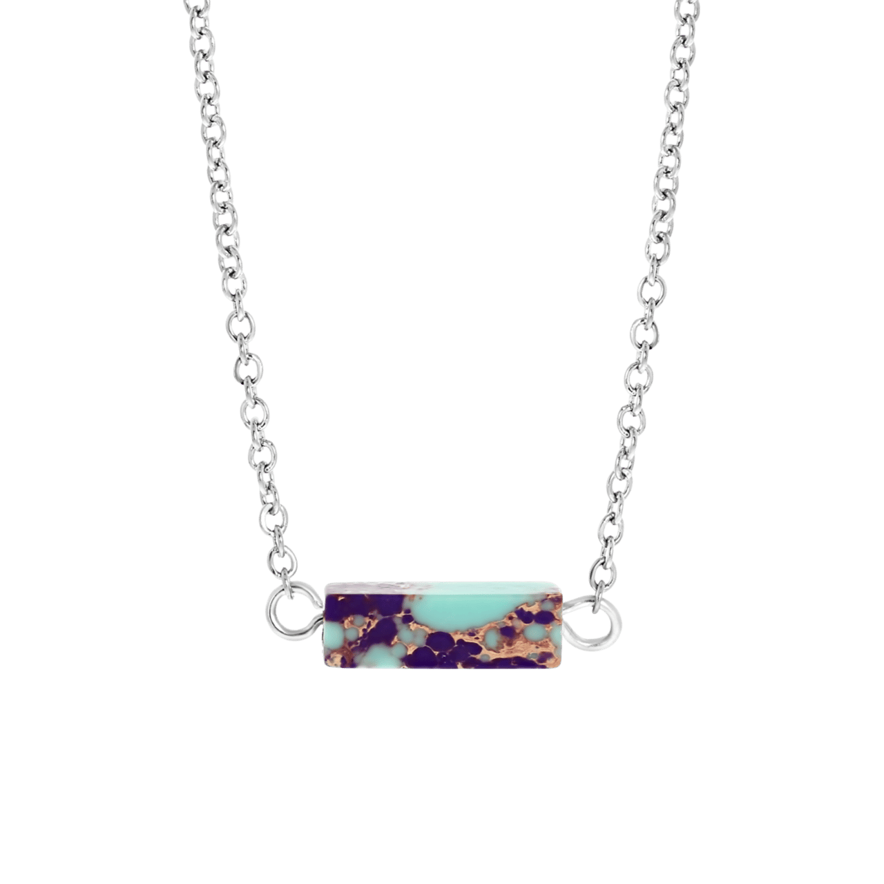 Purple Jasper en Turquoise stainless steel ketting