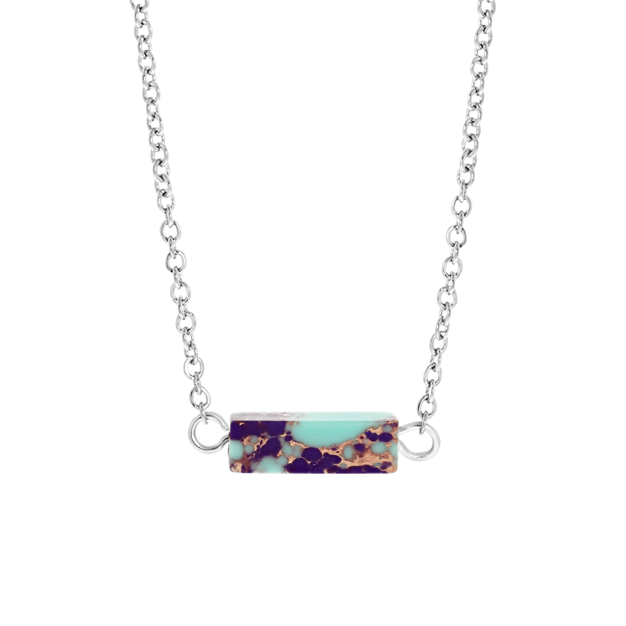 Purple Jasper en Turquoise stalen ketting