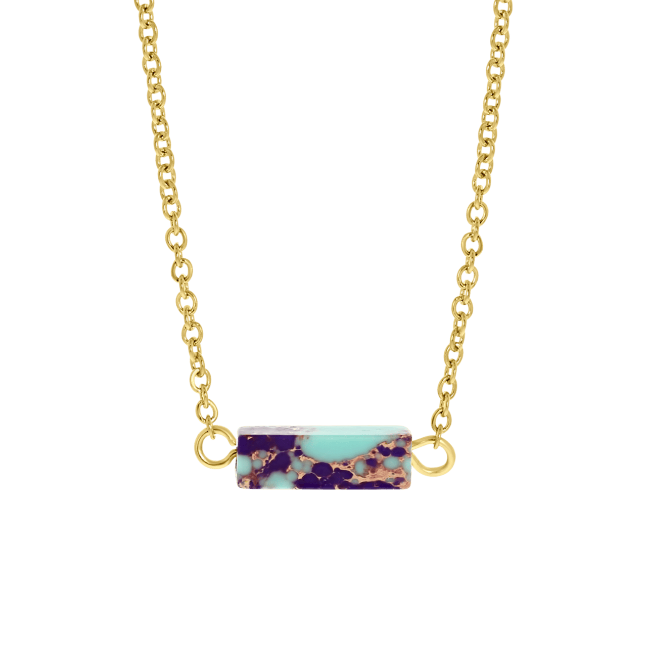 J.Turquoise stainless steel 14 karaat goldplated ketting