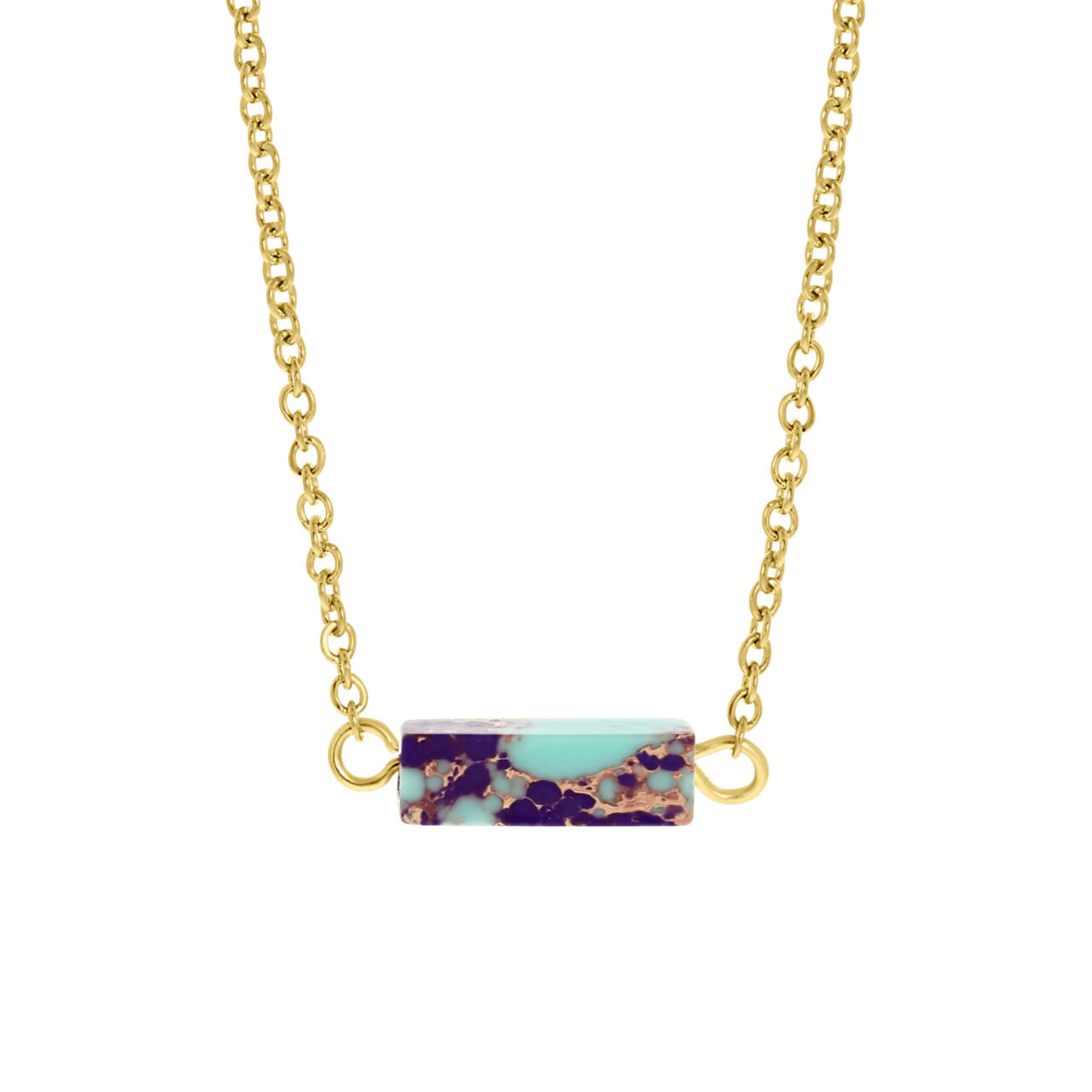 J.Turquoise stalen 14 karaat goldplated ketting