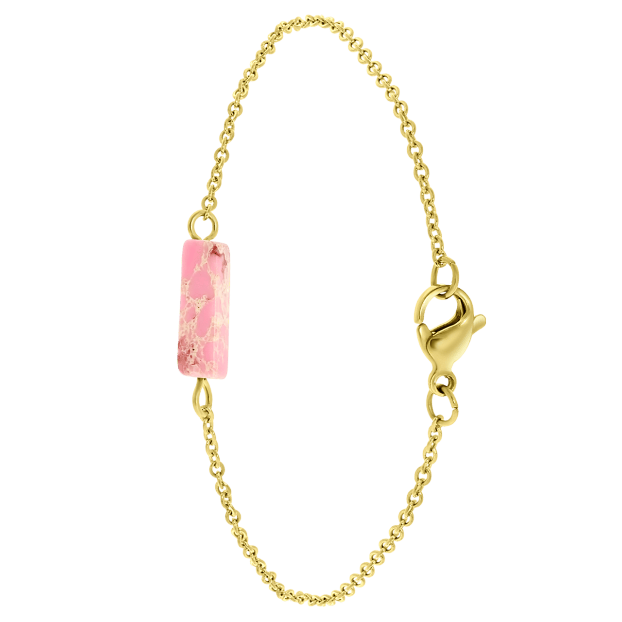 Pink Opal stainless steel 14 karaat goldplated armband
