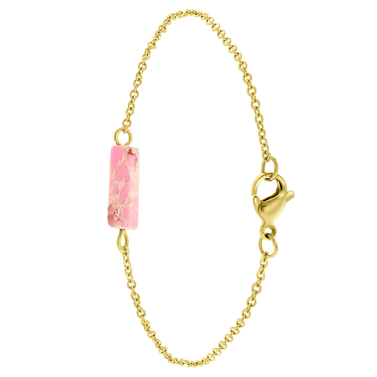 Pink Opal stalen 14 karaat goldplated armband