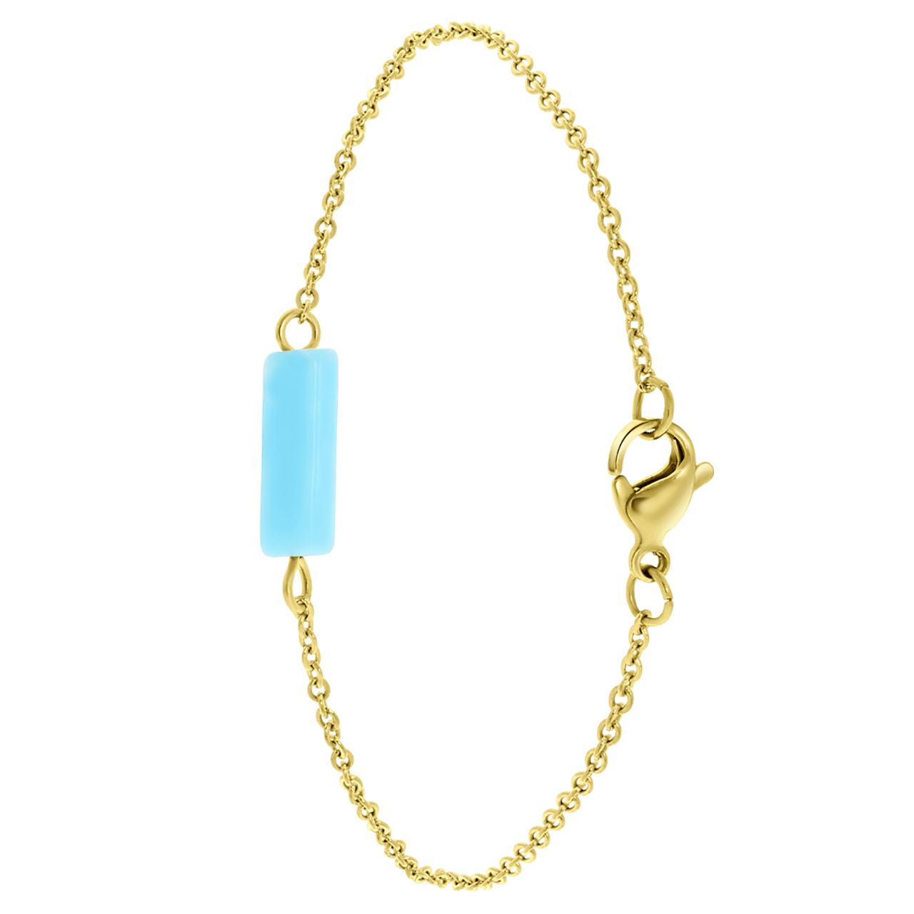 Aquamarine stainless steel 14 karaat goldplated armband