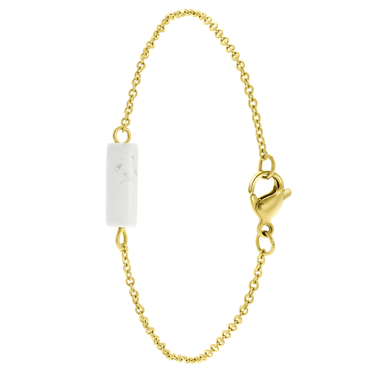 White Howlite stainless steel 14 karaat goldplated armband