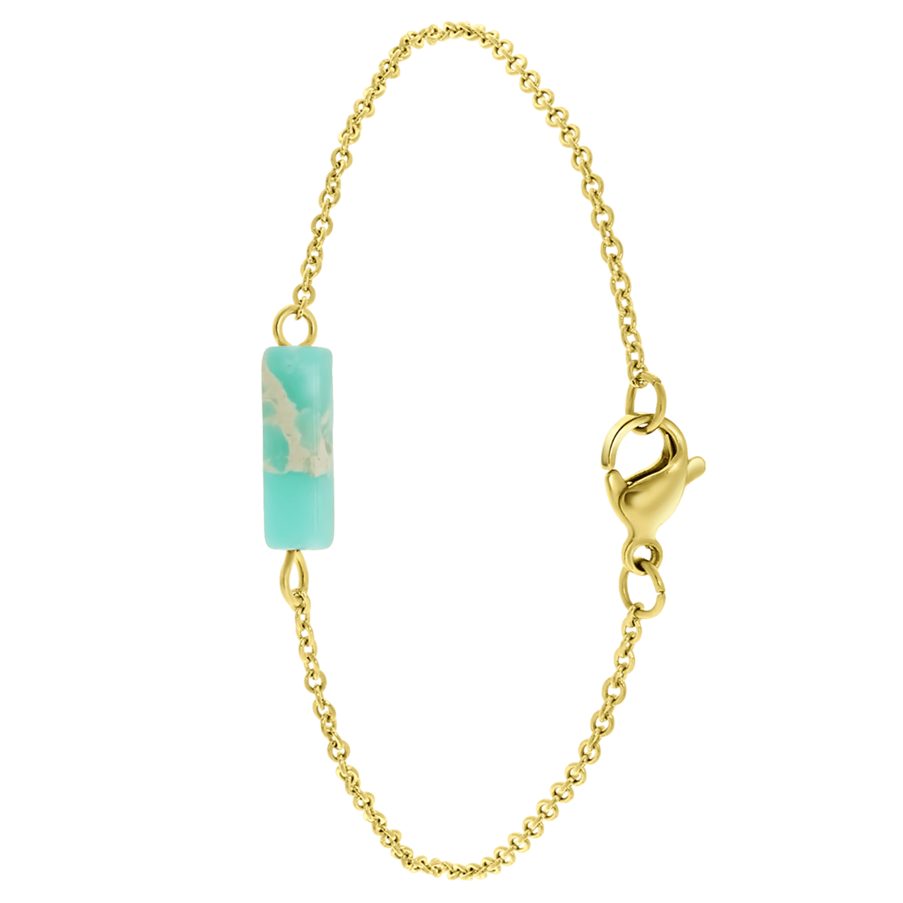 Stainless steel goldplated fantasiearmband met hanger turquoise voor dames