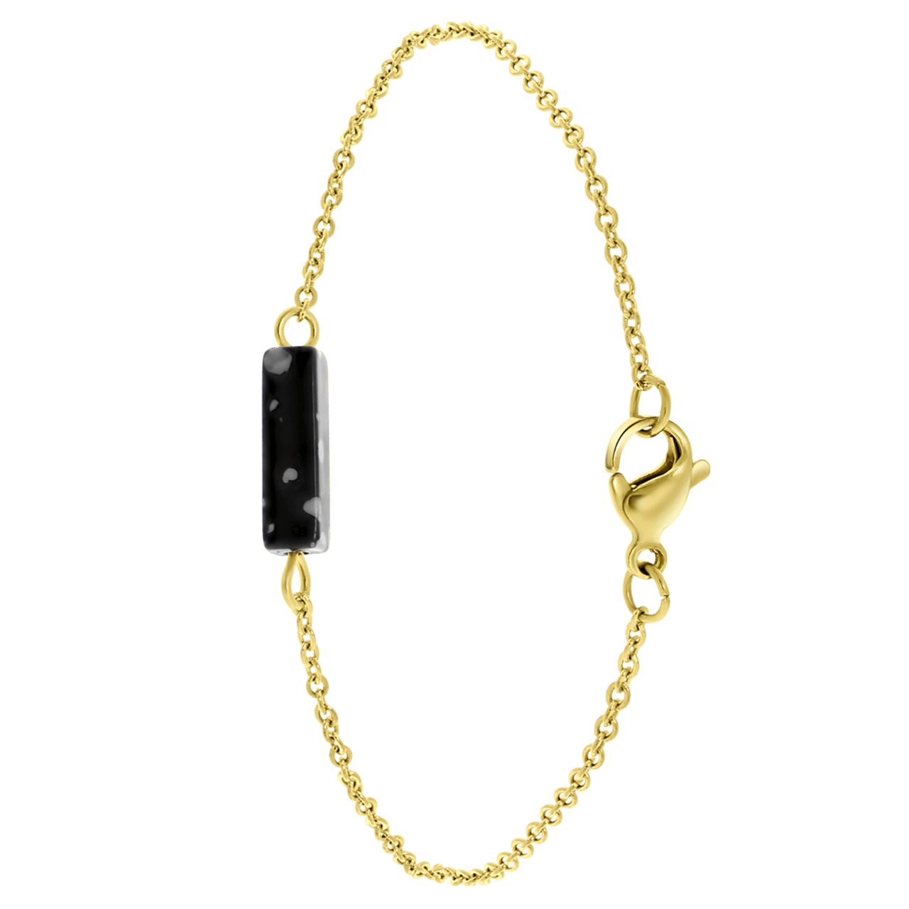 Stainless steel goldplated fantasiearmband met hanger met black jasper voor dames
