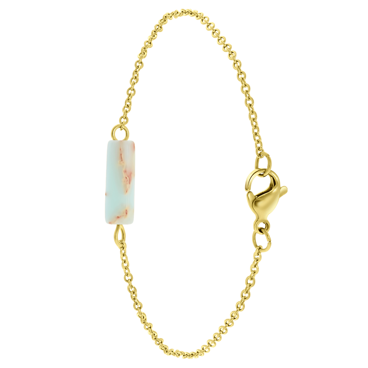 L. Turquoise stalen 14 karaat goldplated armband