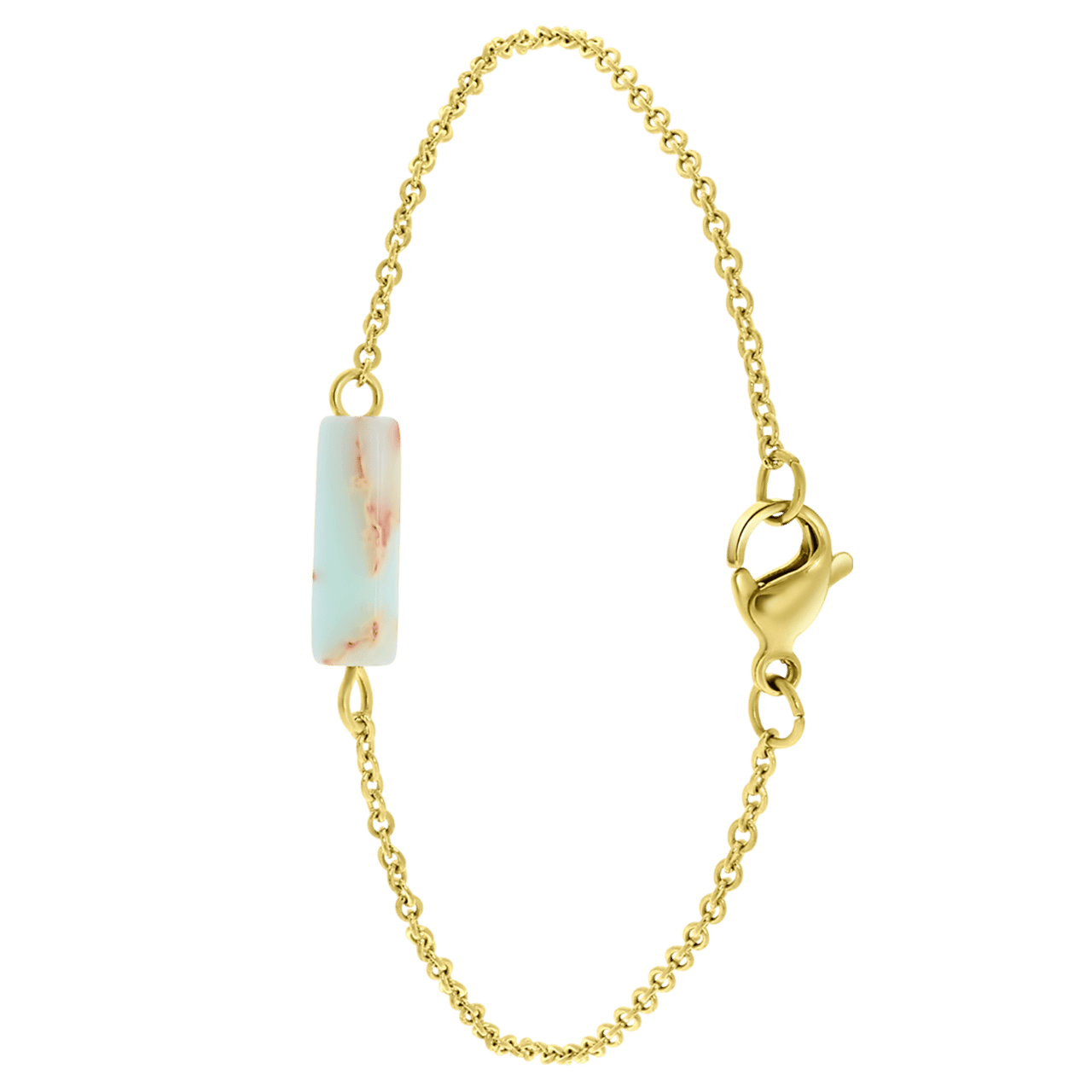 Stainless steel goldplated fantasiearmband met hanger met turquoise voor dames