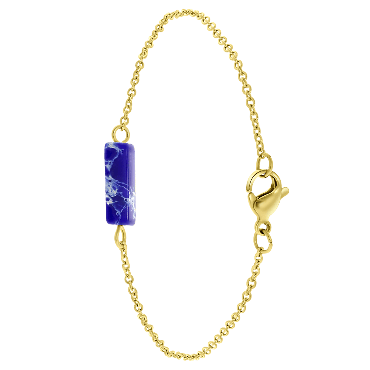 Stainless steel goldplated fantasiearmband met hanger met lapis lazuli voor dames