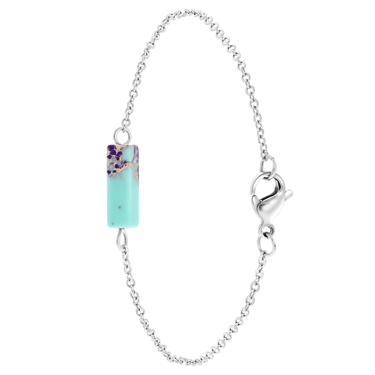 Purple Jasper en Turquoise stainless steel armband