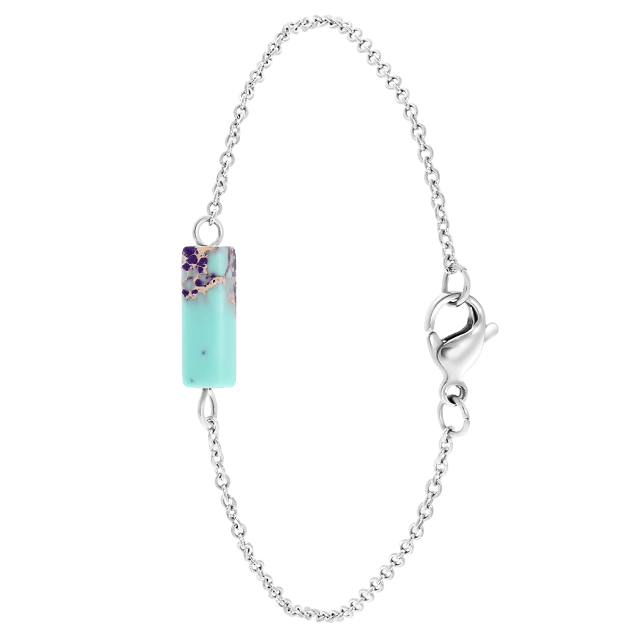Purple Jasper en Turquoise stalen armband