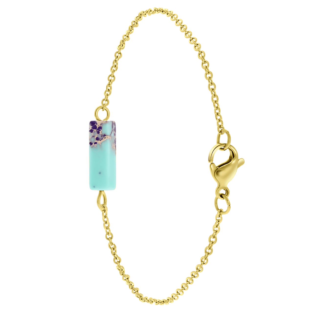 J.Turquoise stainless steel 14 karaat goldplated armband