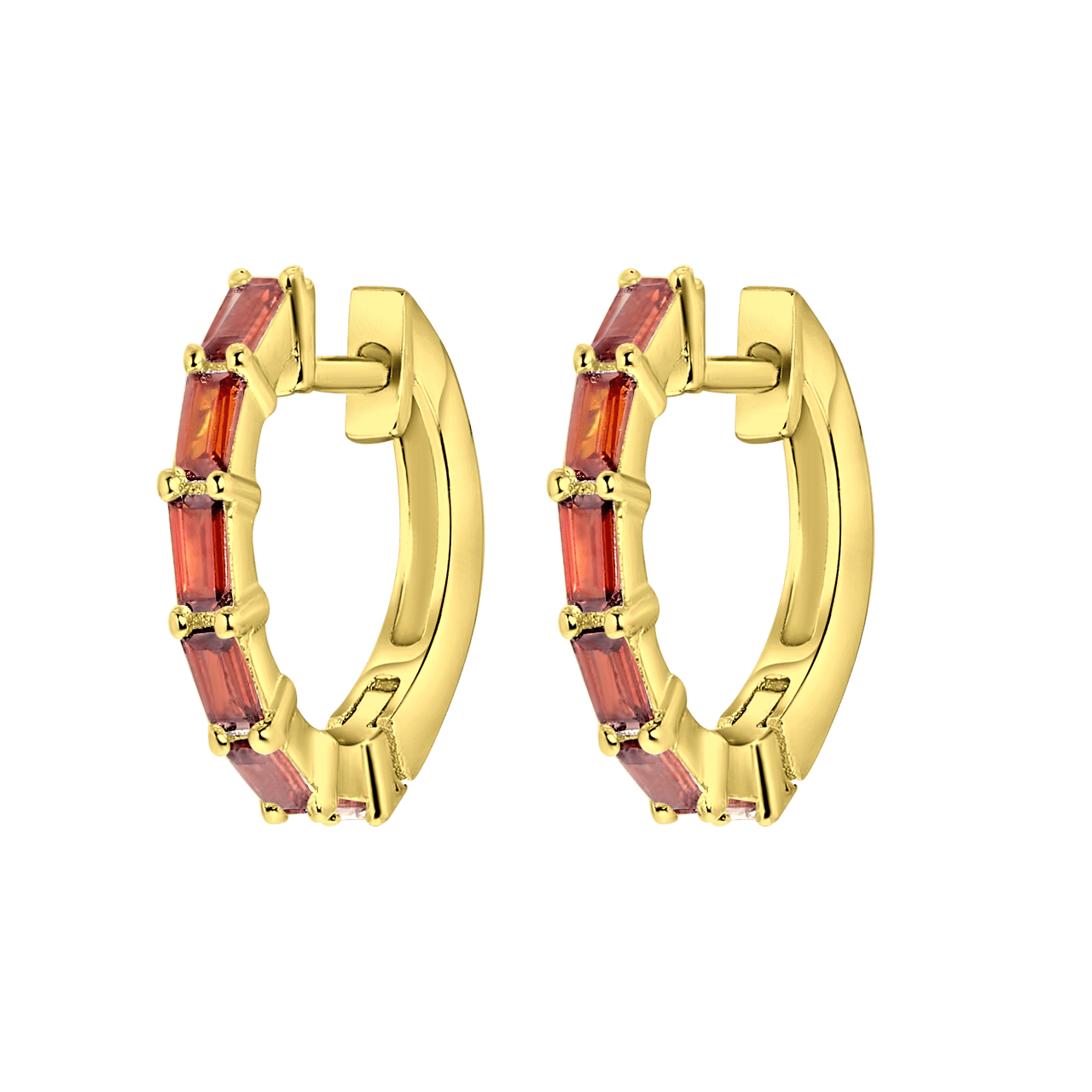 Zilveren goldplated oorringen met geboortesteen voor dames